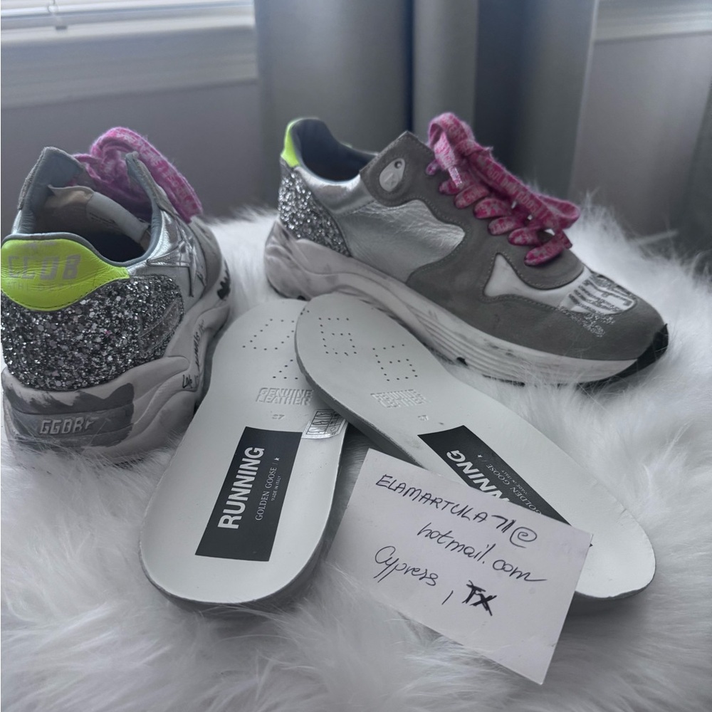 Golden Goose Silver and Pink Sneakers